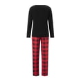 thumbnail image 4 of Pijamas navideños familiares a juego: camisa de manga larga con estampado de árbol de Navidad y pantalón a cuadros elástico para estar en casa., 4 of 10