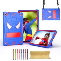 TECH CIRCLE Cute Spider Case for Lenovo Tab M10 Plus (3rd Generation) 10.6" Tablet 2022 (Model TB-125F/128F) - Protective Shockproof Rugged Kids Case with Sturdy Stand / Shoulder Strap, Blue Red