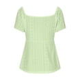 thumbnail image 5 of Olyvenn Women's Peplum Tops Short Sleeve Babydoll Shirts Tie Front Ruched Sweetheart Neckline Top Flowy Boho Tunic Top Mint Green XL, 5 of 9