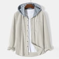 thumbnail image 2 of Mens Hoodie Fall Tops Thickened Solid Colour Textured Fashion Mens Casual Clothing,White,S, 2 of 4