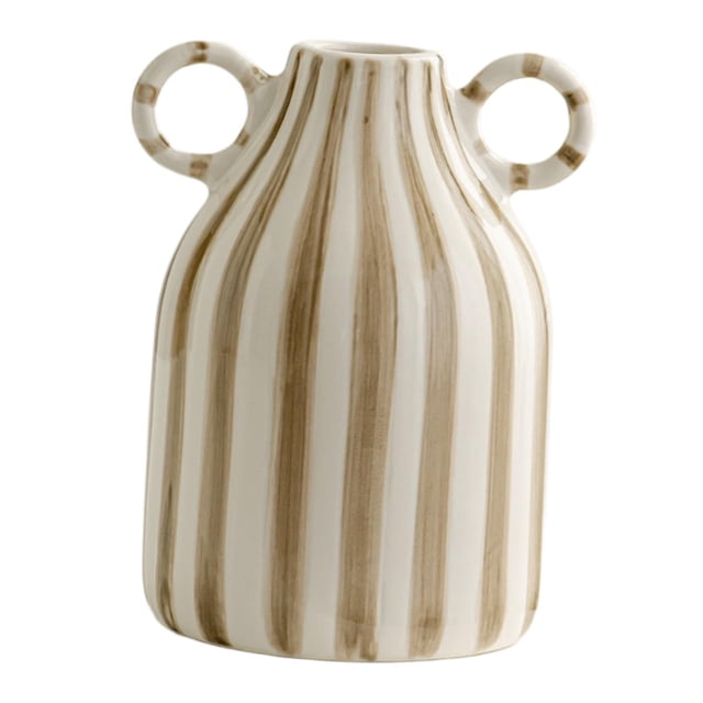 jifeng Decorative Flower Vase Ceramic Vase with Handle for Farmhouse Party Tabletop brown