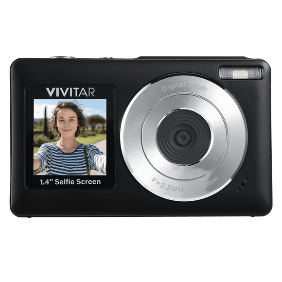Appareil photo numérique Vivitar PopSnap Duo 56 Mpx avec double écran, vidéo 2,7K et batterie rechargeable, noir