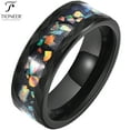 thumbnail image 4 of Tioneer Black IP Tungsten Ring 8mm Galaxy Series w/ Opal Inlay in Different Styles Wedding Band for Men Women w/ FREE Engraving Options, 4 of 6