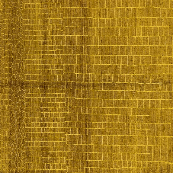 Ahgly Company Machine Washable Indoor Square Oriental Yellow Industrial Area Rugs, 7' Square