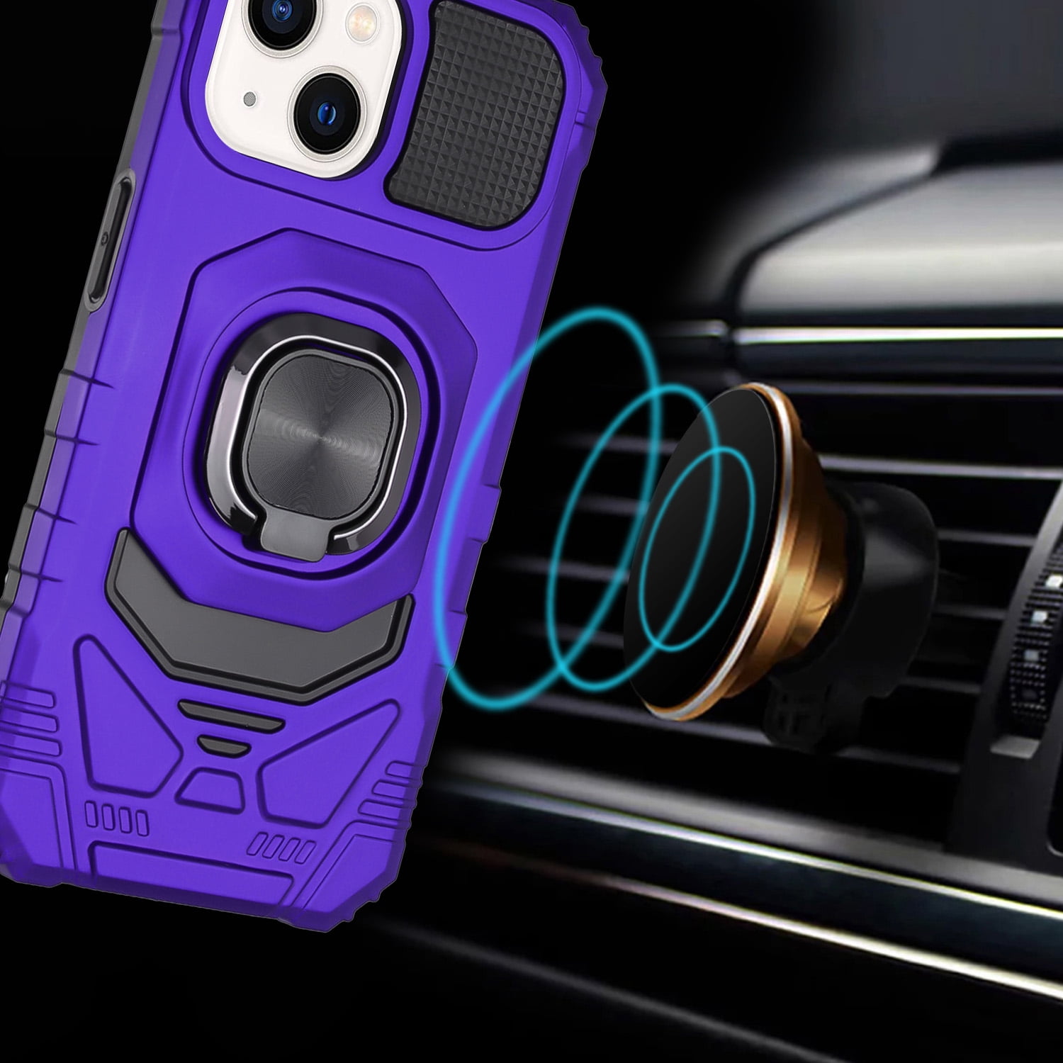 For TCL 50 XE 5G Hybrid Dual Layer with Rotate Magnetic Ring Stand Holder Kickstand, Rugged Shockproof Cover ,Xpm Phone Case [ Purple ]