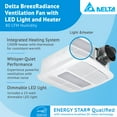 thumbnail image 3 of Open Box Delta Electronics 80 CFM Bath Fan LED Dimmable Light with Heater, 3 of 10