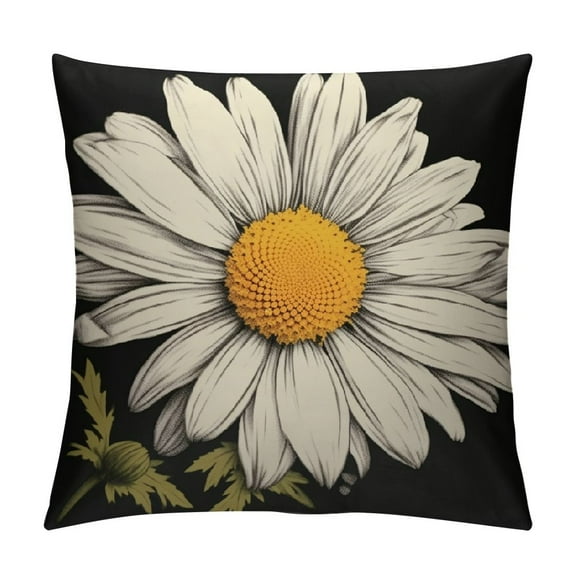 JRXY Vintage Daisy Floral Pillow Covers Farmhouse Black White Decorations Throw Pillowcases Patio Sofa Couch Bedroom Decorative Set 12x12