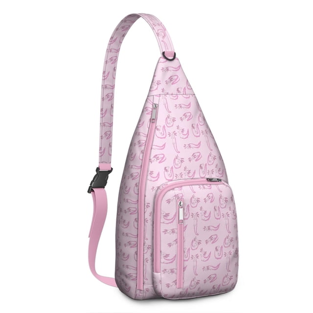 Colorful Axolotl Sling Backpack - Cute Mythical Creature Design Crossbody Bag, Fashionable Lightweight Daypack for Commuting & Shopping