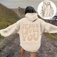 thumbnail image 2 of Jesus Print Hoodies for Women Long Sleeve Hooded Sweatshirt Fall Casual Pullover, 2 of 6