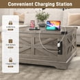 thumbnail image 5 of ANPOO 36” Square Lift Top Coffee Table with Power Outlets & Movable Wheels, Farmhouse Coffee Table w/Large Hidden Storage, Multi-Function Lift Wood Center Table for Home, Office,Rustic White, 5 of 9