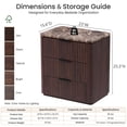 thumbnail image 7 of Hvoonc 3 Drawer Nightstands Set of 2, Fluted Bedside Tables with Faux Marble Top, Large Capacity Storage, Walnut Brown, 7 of 7
