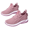 thumbnail image 2 of Women's Fashion Solid Color Mesh Lace Up Sneakers Lightweight Breathable Comfortable Running Shoes Non Slip Soft Sole Athletic Footwear For Casual Walking And Sports Light Pink 40, 2 of 4