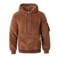 thumbnail image 4 of BRGZLK Mens Hoodies Solid Color Long Sleeve Hooded Plush Pullover Style Sweatshirt Top Coffee XXL, 4 of 5