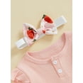 thumbnail image 6 of Suealasg 3Pcs Baby Girl Fall Outfits Set Long Sleeve Ribbed Romper + Floral Print Flare Pants + Headband Set 3 6 12 18 Months Infant Girl Spring Clothes, 6 of 7