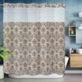 thumbnail image 2 of Traditional Ethic Texture No Hook Shower Curtain with Snap in Liner Abstract Flowers Vintage Yellow Background Waterproof Bathroom Shower Curtain with See Through Top Window for Bathtub 72" x 78", 2 of 9