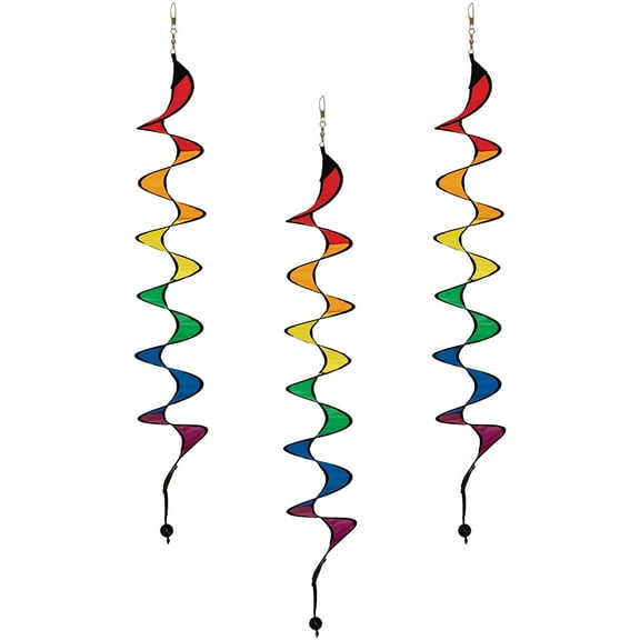 In the Breeze 4250 — 3 Curlie Spinner, 24 Inch, Rainbow (3-Pack) — Outdoor Wind Spinner, Accessory