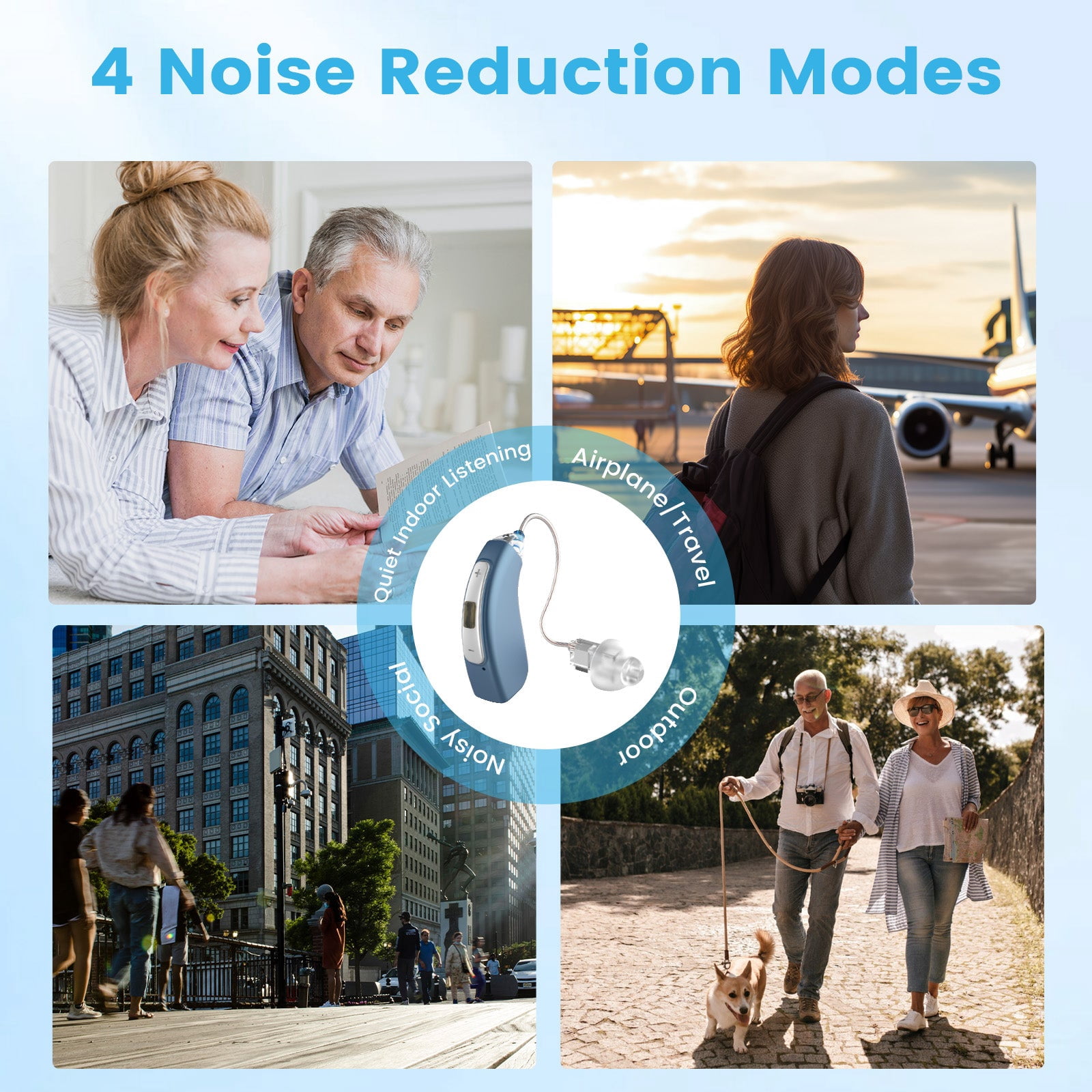 ELCTRTICI Hearing Aids for Seniors with Noise Reduction, Rechargeable BTE Hearing Aids for Hearing Loss with Volume Control, VHP-1704 Blue, Pair