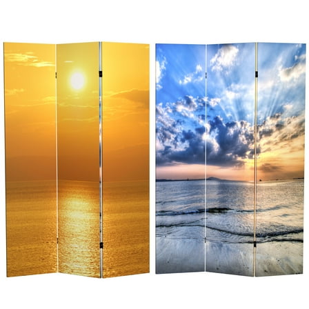 Oriental Furniture 6 ft. Tall Double Sided Sunrise Room Divider - 3 Panel