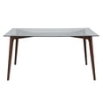 thumbnail image 2 of Parkside 35.25" x 59" Rectangular Solid Walnut Wood Table with Clear Glass Top, 2 of 5