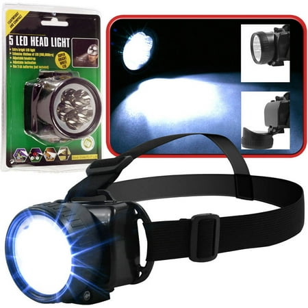 Super Bright 5-LED Headlamp with Adjustable Strap