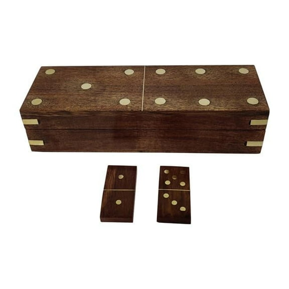 8 x 3 in. Wood Dominoes Box, Brown