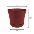 thumbnail image 6 of Bloem 5-in Saturn Round Resin Planter with Saucer - Burnt Red, 6 of 6