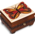 thumbnail image 1 of Fashion Butterfly Carved Painted Locking Wooden Box (6 X 4.8) Made In Poland gm16165, 1 of 4