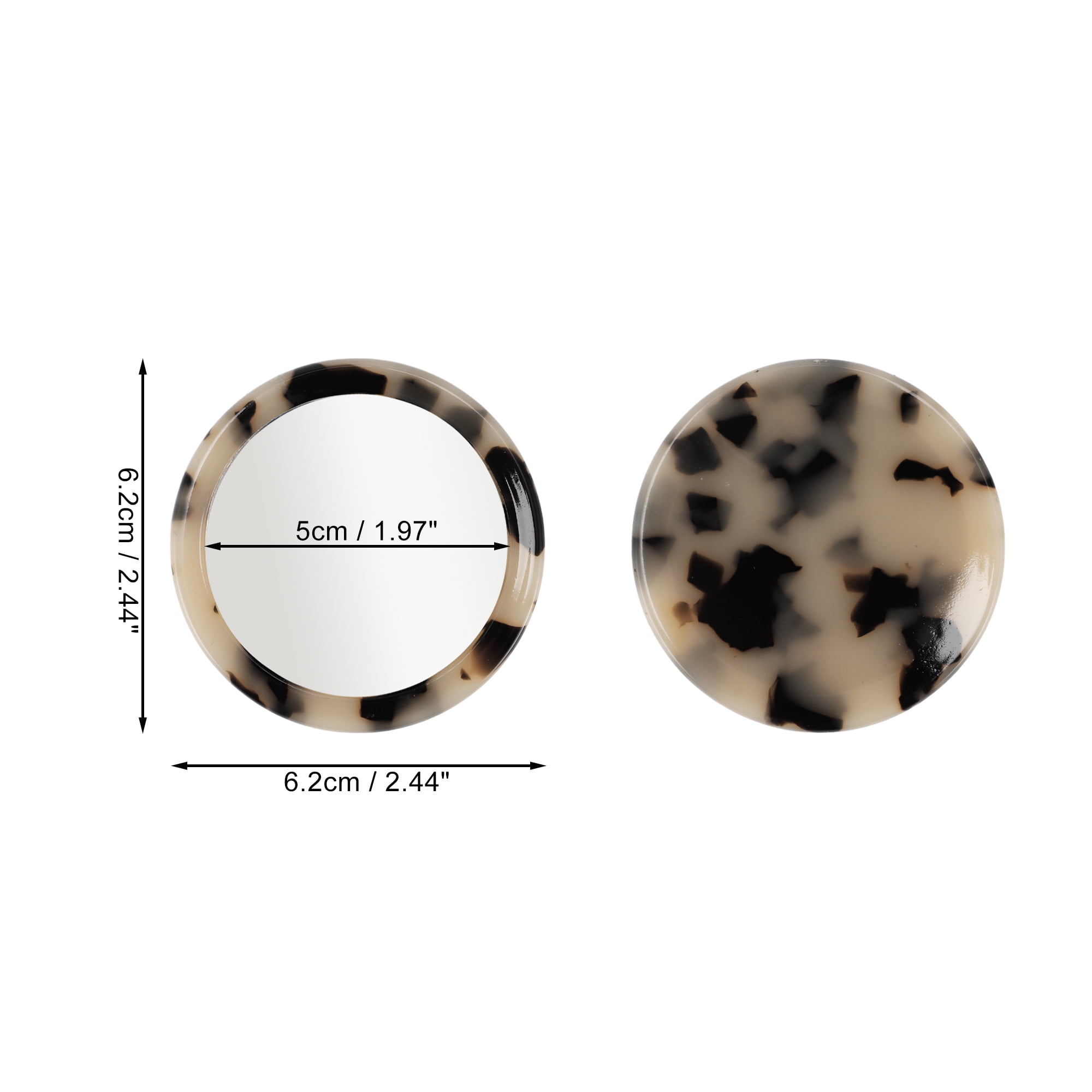 Unique Bargains 1Pc Round Handheld Makeup Mirror for Beauty Travel Black Beige