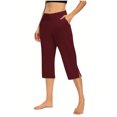 thumbnail image 2 of Arnsht Womens Capri Pants 2025 Summer Business Casual Soild Capris Stretch Lightweight Elastic High Waist Lounge Cropped Pants Red S, 2 of 8