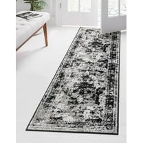 Rugs.com Monte Carlo Collection Rug – 2' x 8' Runner Black Medium Rug Perfect For Living Rooms, Large Dining Rooms, Open Floorplans
