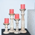 thumbnail image 2 of Handmade Mango Wood Eco-friendly Traditional White Wash Set Of Four 6",9",12" & 15" Pillar Candle Holder, 2 of 7