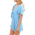 thumbnail image 4 of Casual V Neck Womens Summer Short Rompers Tie Front Wide Leg Jumpsuit, 4 of 5