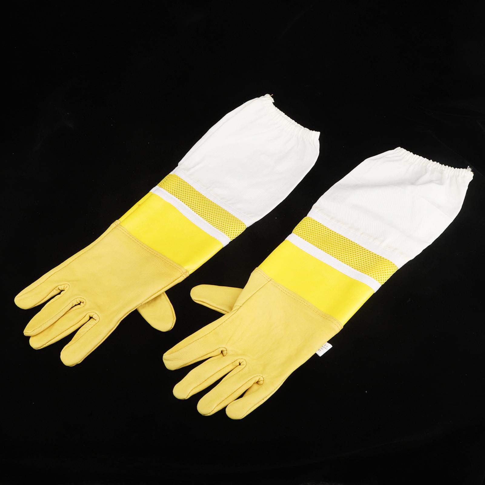 Details about   Beekeeping Protective Gloves with Vented Long Sleeves-Yellow White 1 Pair 