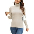 thumbnail image 1 of HSHDLDF Women's Ribbed Turtleneck Sweater Long Sleeve Knitted Solid Pullover, 1 of 6