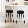 thumbnail image 4 of Furniliving 30" Height Faux Sherpa Backless Bar Stools Modern Barstools Set of 2 Island Chairs, Black, 4 of 10