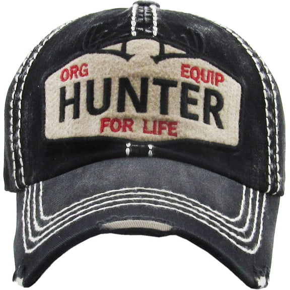 Hunter for Life Vintage Distressed Washed Baseball Cap Hat Outdoors Hunting