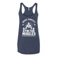 thumbnail image 2 of Dwight Schrute's Gym for Muscles Pop Culture Tri-Blend Racerback Tank Top, Vintage Navy, Large, 2 of 3