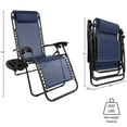 thumbnail image 2 of Lavish Home Zero Gravity Lounge Chairs - Set of 2 - Folding Anti-Gravity Recliners - Side Table Cup Holder & Pillow, Navy Blue, 2 of 8