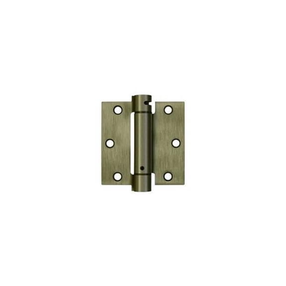 3.5 x 3.5 in. Spring Hinge with Square Corners, Antique Brass