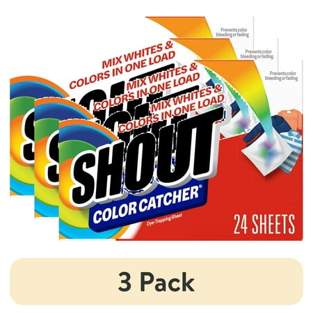 (3 pack) Shout Color Catcher, Laundry Dye-Trapping Sheets, 24 Sheets
