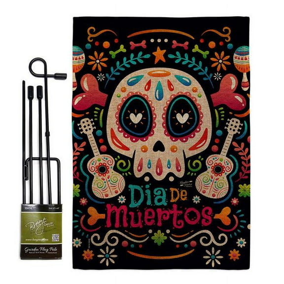 Angeleno Heritage GS130405-DB Fiesta Dia de Muertos Falltime Day of Diad 13 x 18.5. in. Double-Sided Decorative Vertical House Garden Flag Set for Decoration Banner Yard Gift