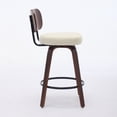 thumbnail image 5 of Hassch Swivel Counter Height Bar Stools Set of 2, Faux Leather Upholstered Seat with Wooden Legs & Metal Foot Ring, 350lbs Weight Capacity, Beige, 5 of 10