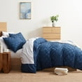 thumbnail image 4 of Nestl Boho 3 Piece Duvet Cover Set, Tufted Embroidery Double Brushed Duvet Cover with Button Closure with 2 Pillow Shams, Twin (68"x90") - Navy, 4 of 8