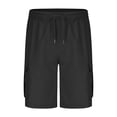 thumbnail image 3 of YMNXA Kids Boys Cargo Shorts Drawstring Elastic Waist Solid Color Comfortable Fashion Knee Length Shorts With Multiple Pockets For Daily Wear,Black,7-8 Years, 3 of 7