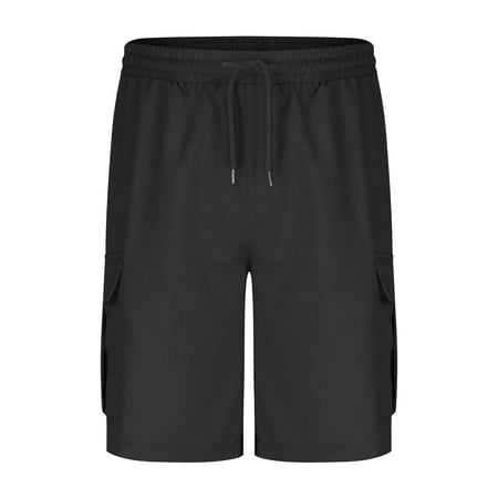 Ticikt Boys Cargo Shorts with Drawstring Waist Multiple Pockets Casual Straight Leg Five Point Shorts for Kids and Youth Color:Black Size:12-13 Years