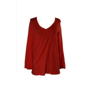 Hue Red V-Neck Long Sleeve T-Shirt M