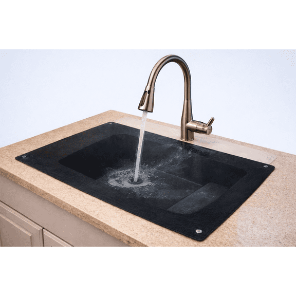 Sink Out of Sight Adjustable Flow Through Sink Cover 20 x 30 Black
