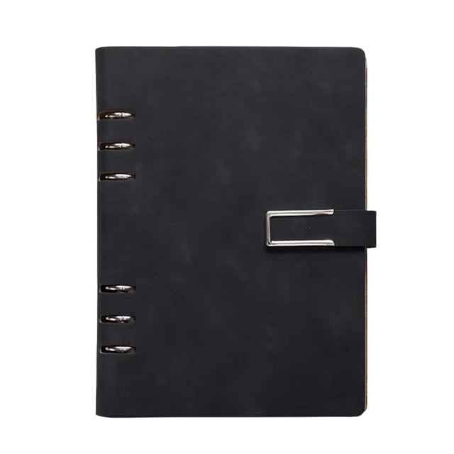 Libreta A5 rellenable de hojas sueltas | Gran capacidad: 200 páginas | Espiral metálica desmontable | Tapa de piel sintética mate | Diseño plano de 360° | Ideal para notas de trabajo, planificación