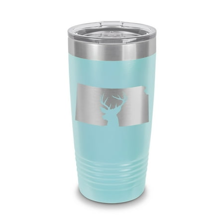 

Kansas Deer State Tumbler 20 oz - Laser Engraved w/ Clear Lid - Stainless Steel - Vacuum Insulated - Double Walled - Travel Mug - buck hunt hunting rifle ks - Light Blue