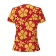 thumbnail image 4 of Naloa Red Vintage Flowers Print T-Shirts Short Sleeve V Neck Tees for Women Fashion Tops Trendy Lightweight Soft Casual Summer Outfits Clothes, 4 of 5